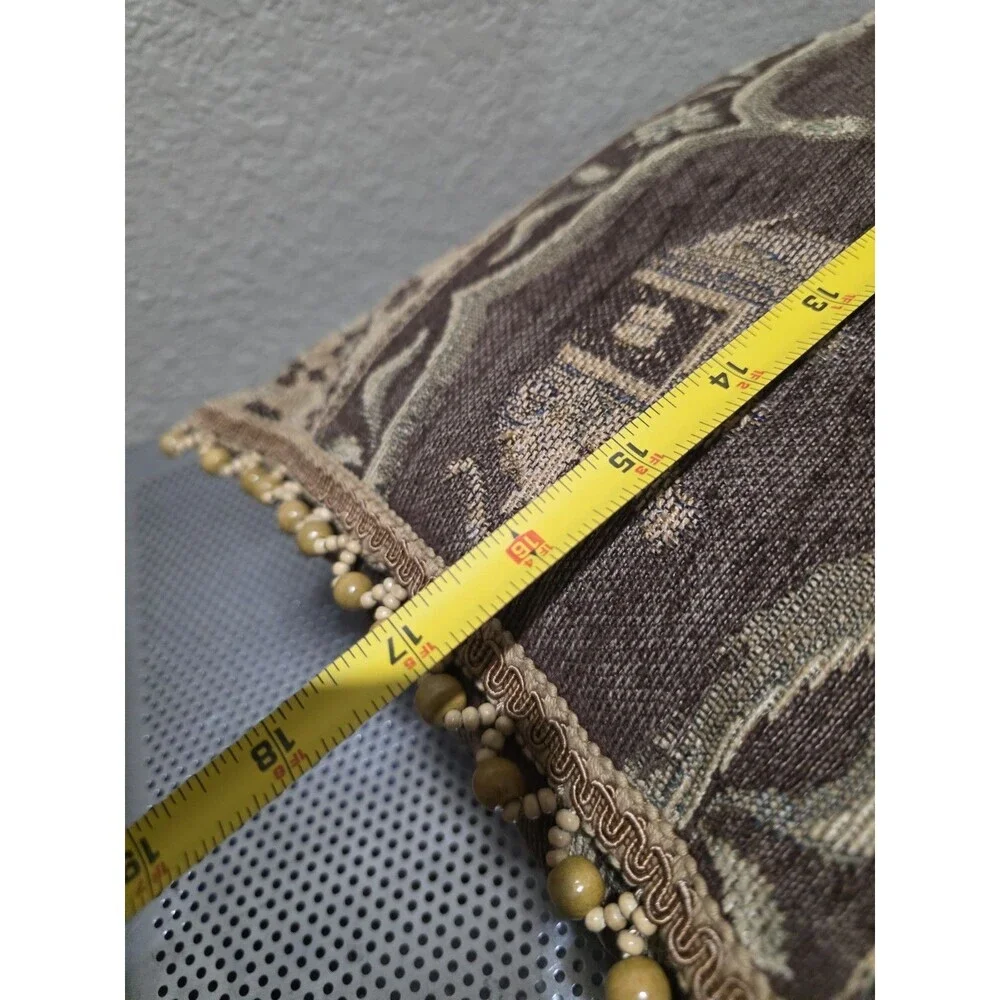 Pier One Tan Brown Elephant Decorative Pillow Beaded Sides 17